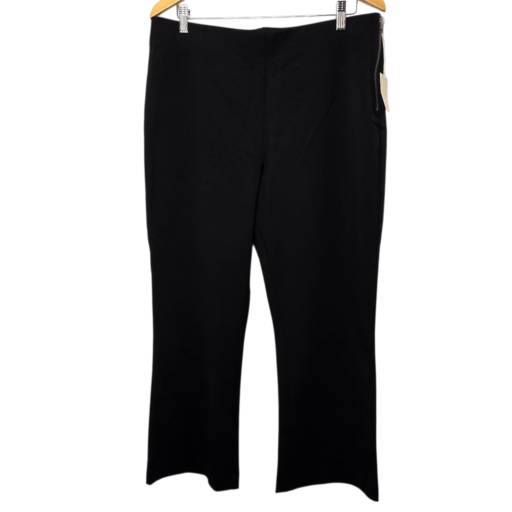 NWT Ecru Black Cropped Flare Pants Sz XL High Rise Stretch Boho Chic Minimalist